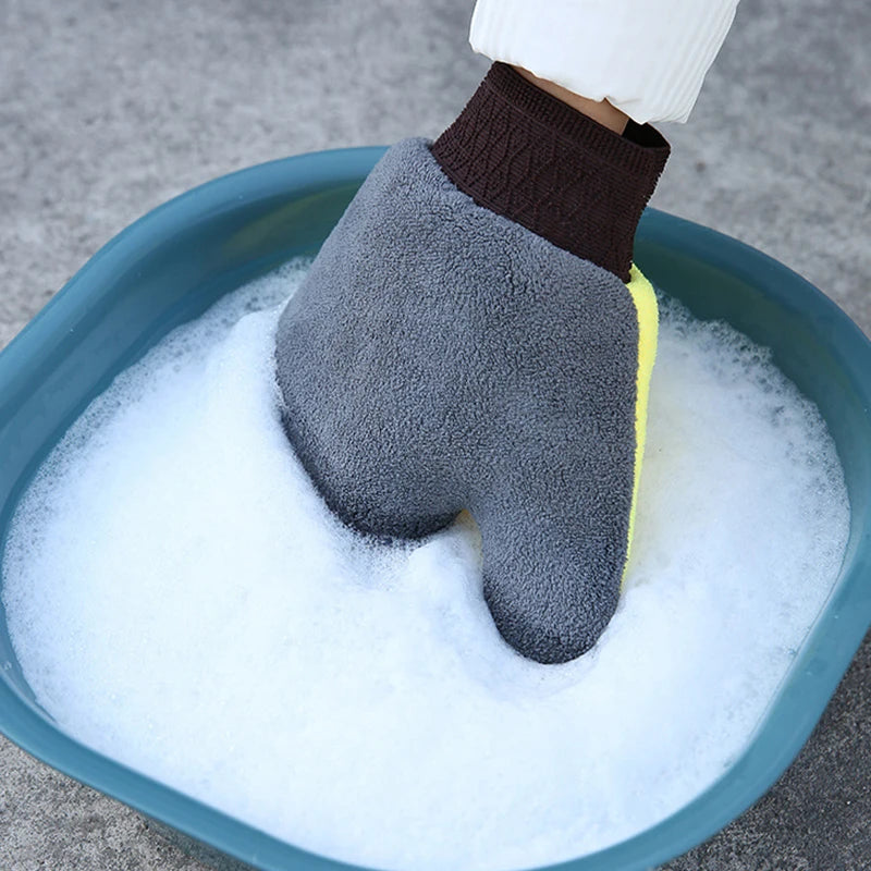 Car Washing Gloves Double-Sided Soft Coral Fleece Clean Glove