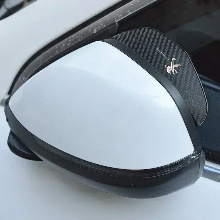 2Pcs Car Rearview Mirror Rain Eyebrow Carbon Fiber Sun Visor Shade